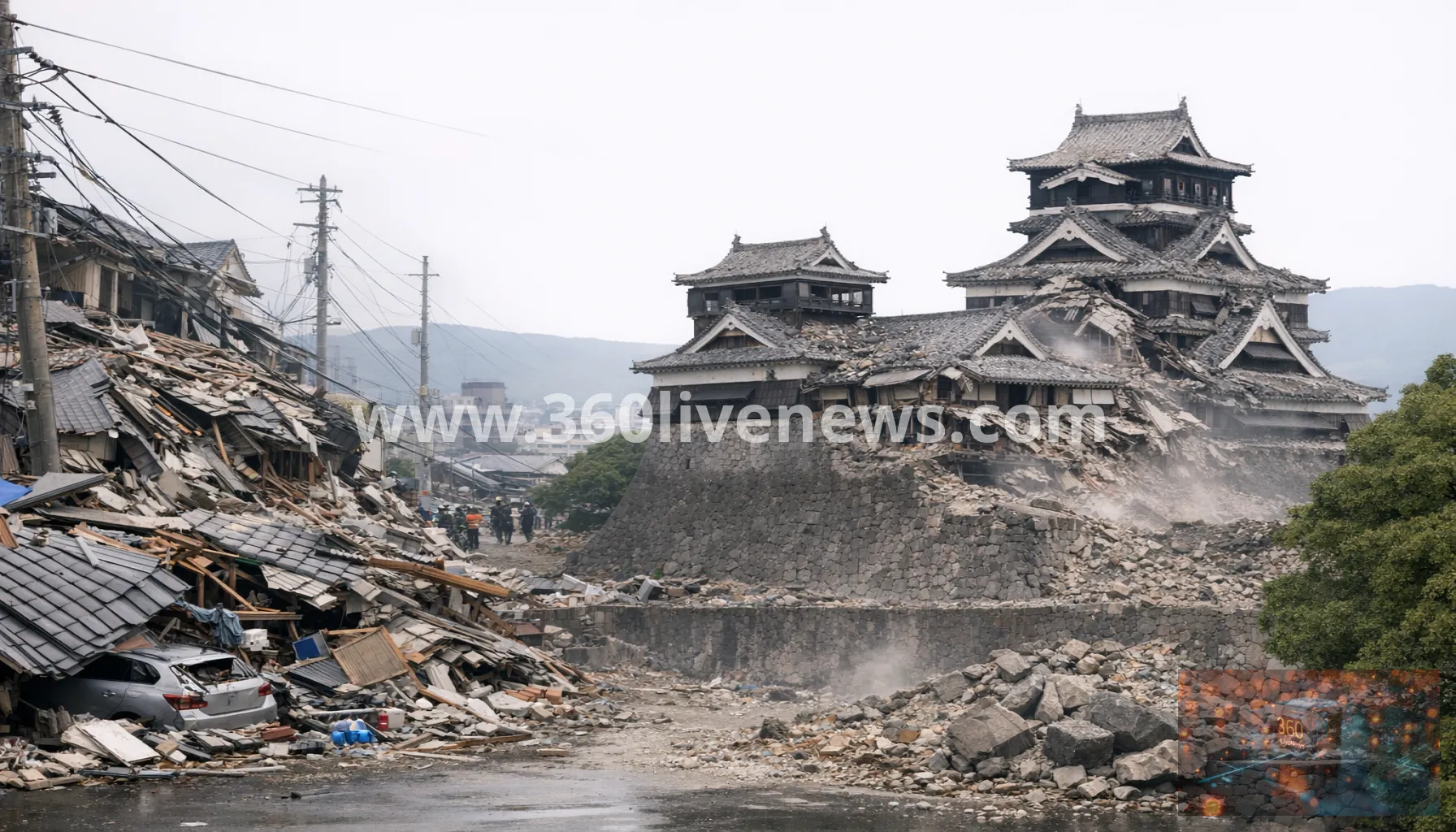 7.1 earthquake hits Kumamoto in southwest Japan, causing building collapses and damage to historic castle