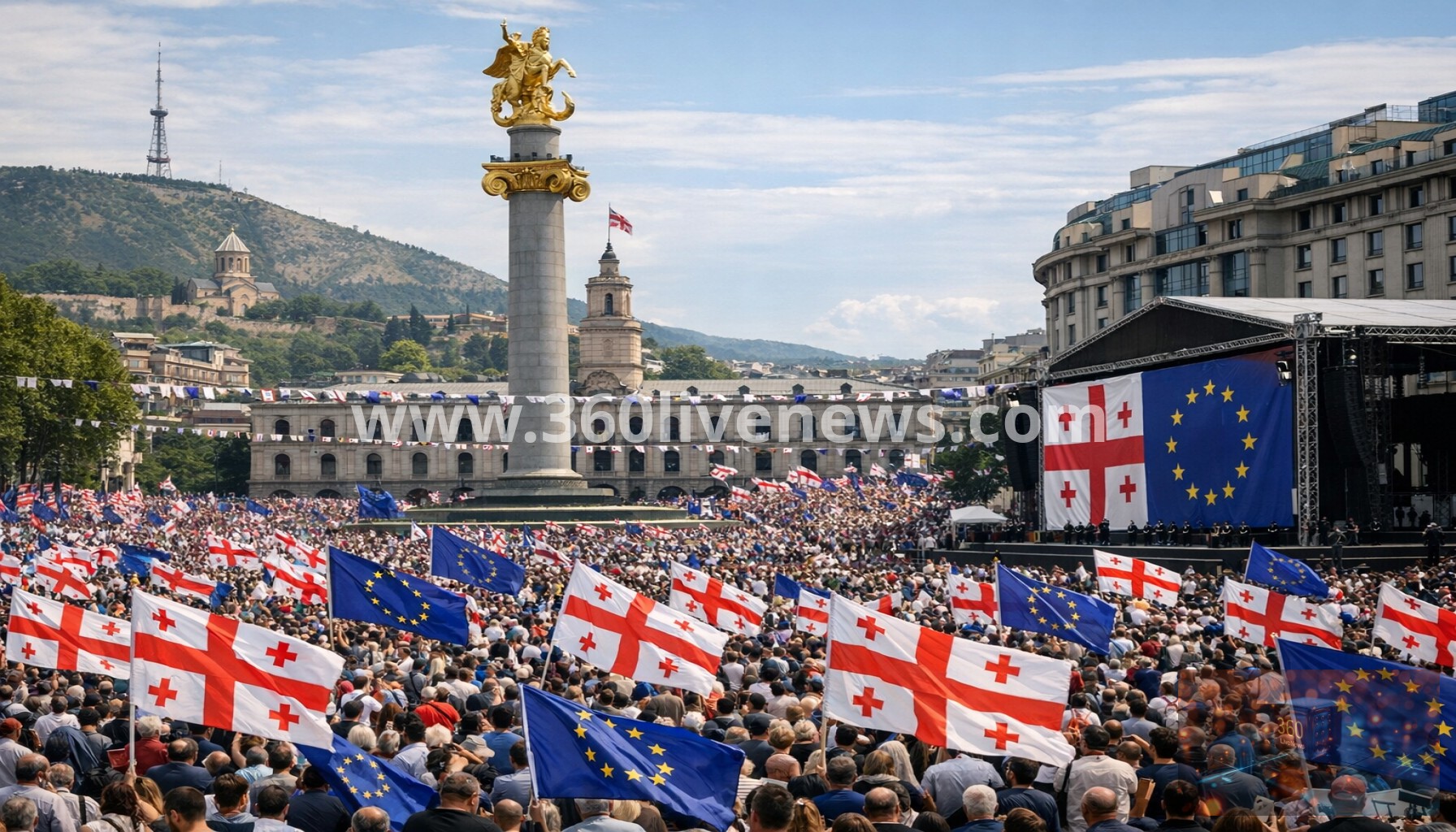 Thousands rally in Tbilisi on Georgia Independence Day to press for EU path