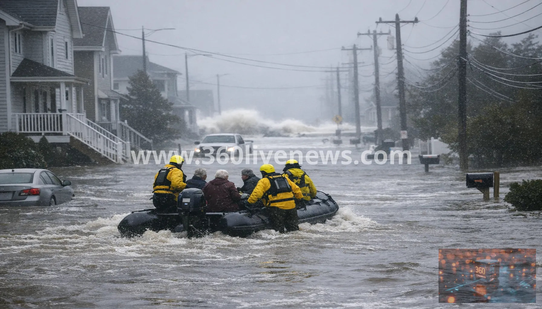 Powerful nor'easter floods north-east US as New York and New Jersey declare emergencies
