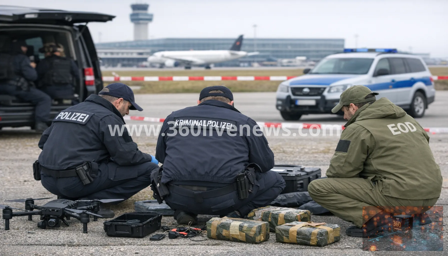 Third drone and suspected military explosives found near Leipzig airport