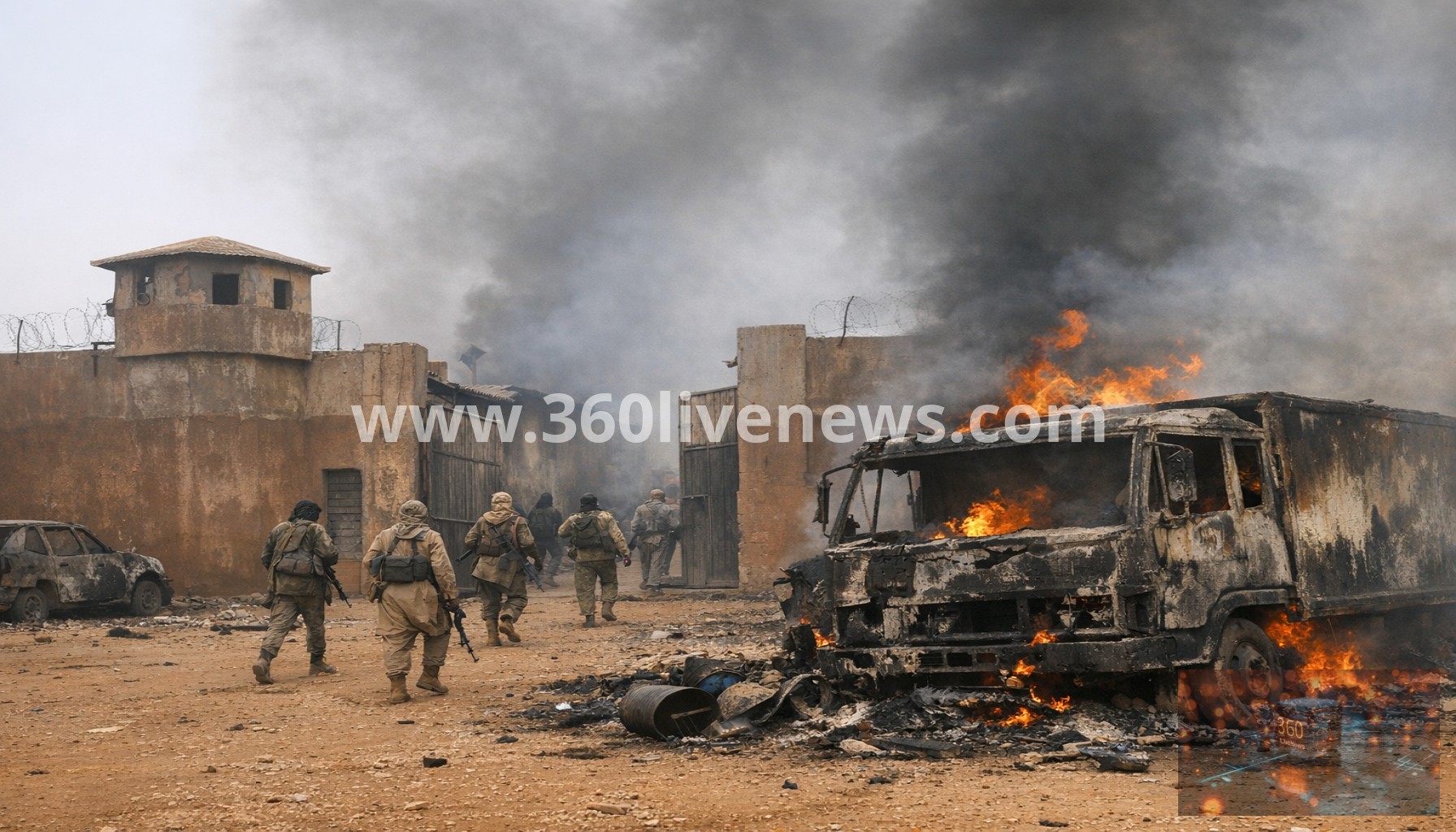 Mali fighters storm prison near Bamako and burn food trucks