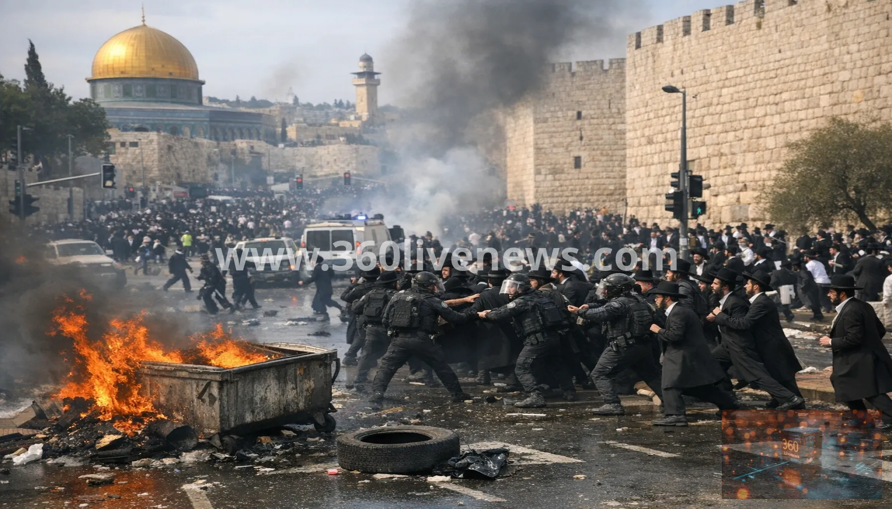 Hundreds of Haredi men riot in Jerusalem and Beit Shemesh over draft-arrest protests