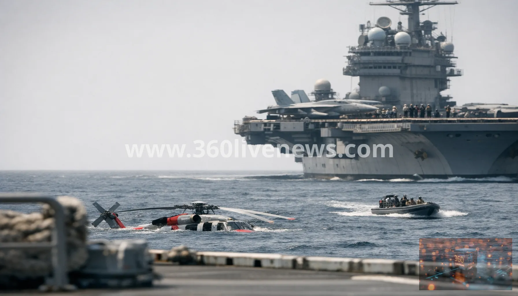 US Navy Sea Hawk makes emergency water landing in the Arabian Sea, one crew member missing