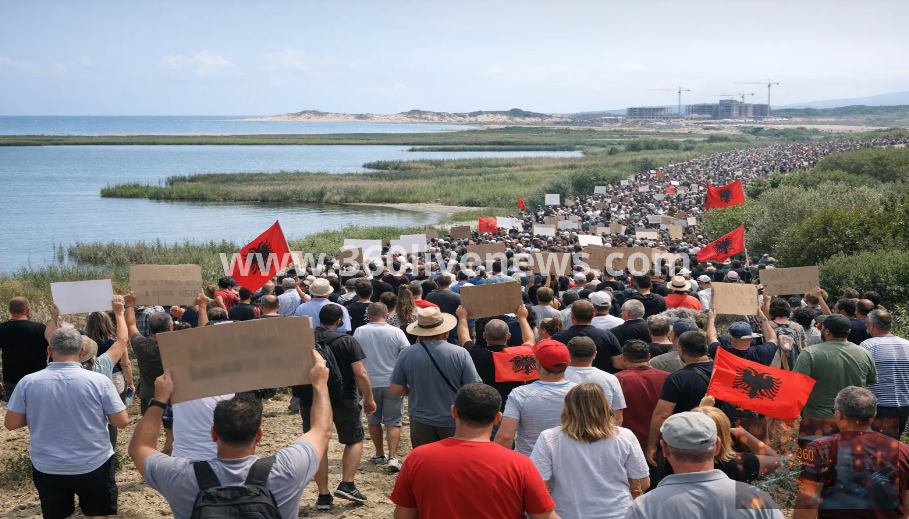 Thousands protest Kushner-linked resort project in Albania over lagoon habitat concerns