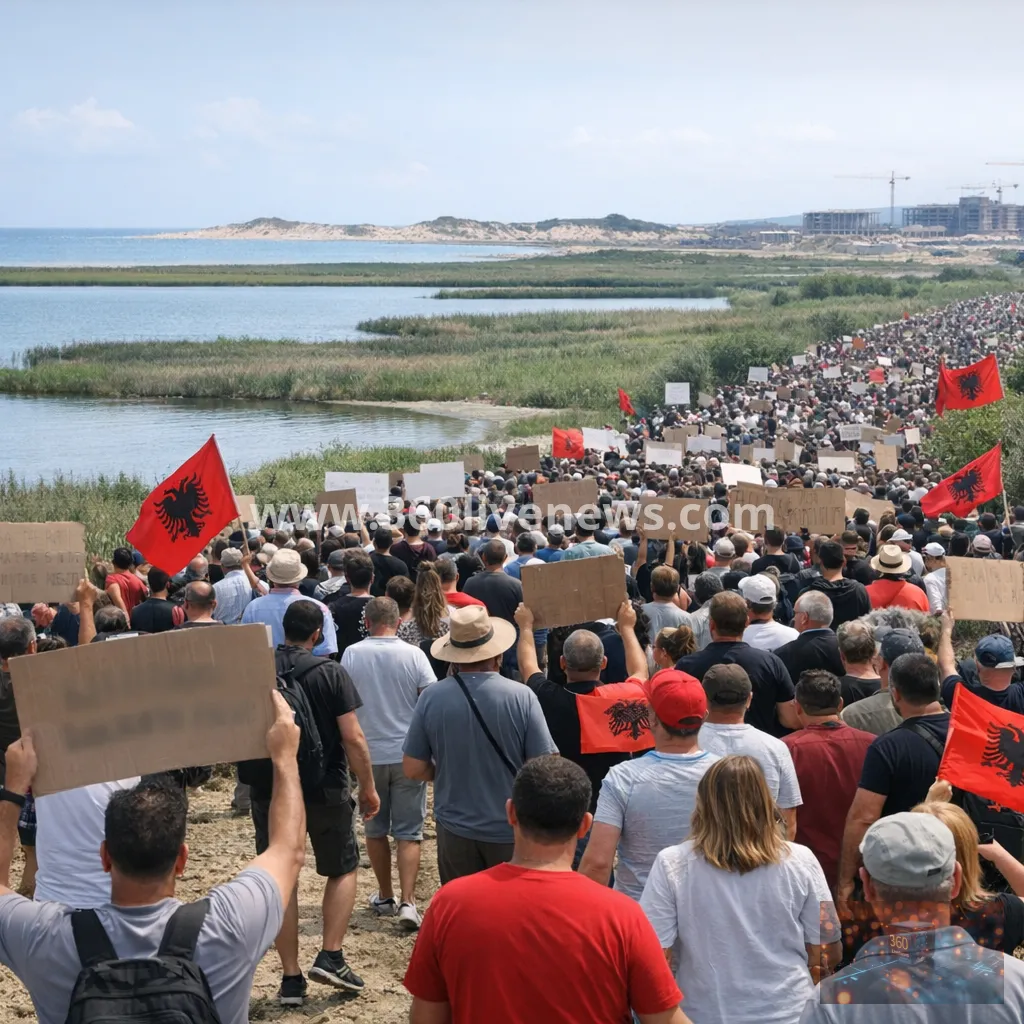 Thousands protest Kushner-linked resort project in Albania over lagoon habitat concerns