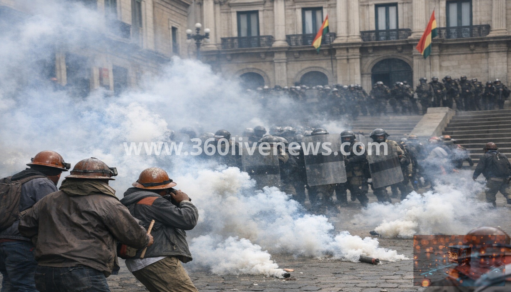 Bolivia miners clash with police outside government palace in La Paz