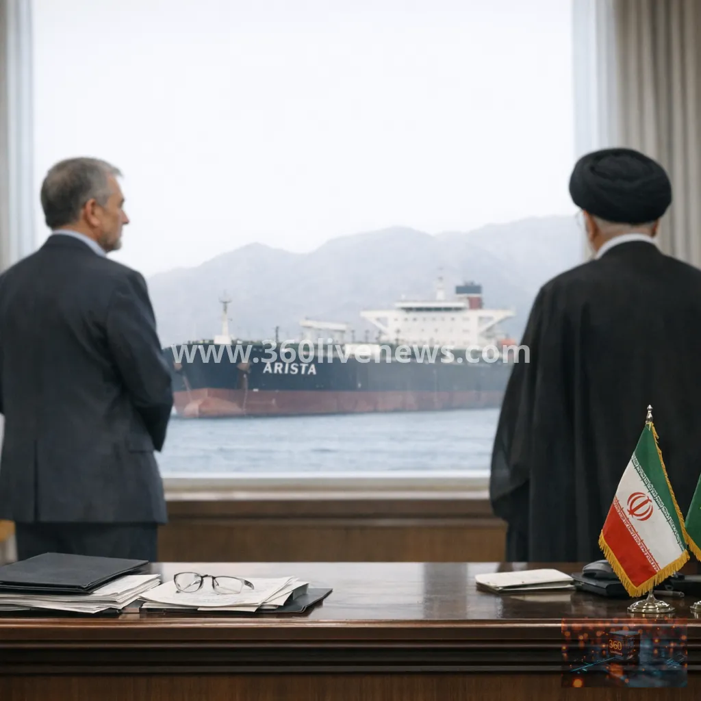 Vessel linked to sanctioned Iranian oil network remains stuck in Strait of Hormuz as tracking dispute continues
