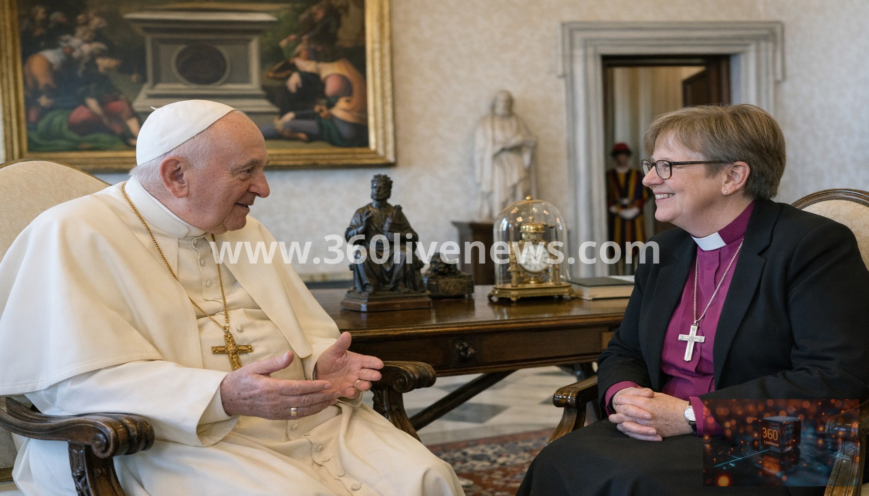 Historic meeting between Pope Leo and first female Archbishop of Canterbury