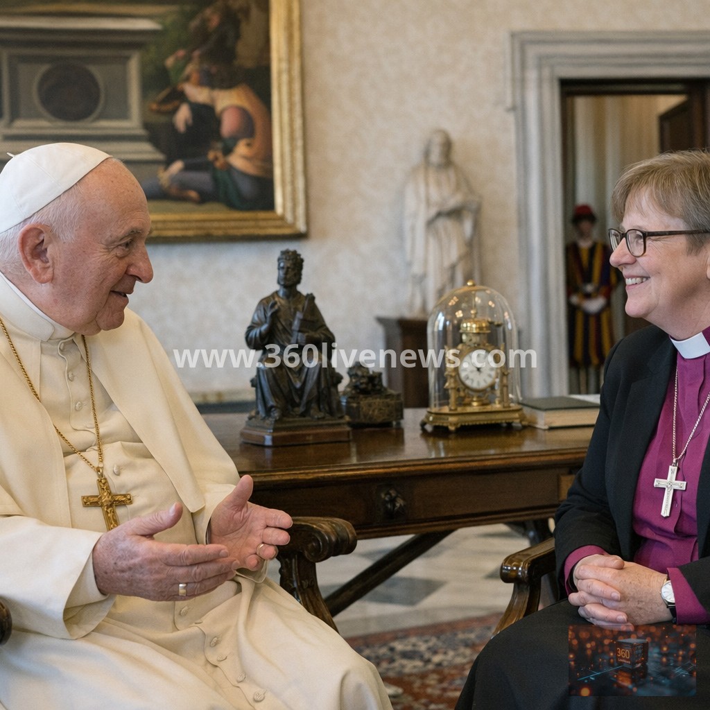 Historic meeting between Pope Leo and first female Archbishop of Canterbury