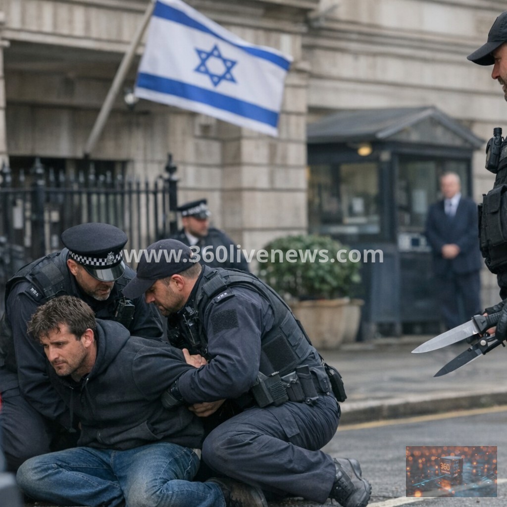 Man Arrested Outside Israeli Embassy in London Armed with Two Knives Denies Terrorism Charges