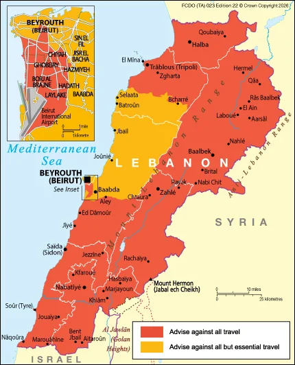 UK FCDO Advises Against Travel to Most of Lebanon Amid Escalating Israel-Hezbollah Conflict