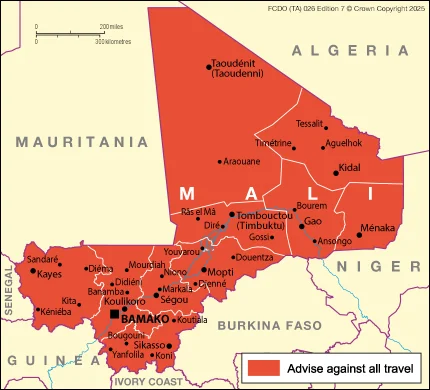 UK FCDO Advises Against All Travel to Mali Due to Heightened Security Threats