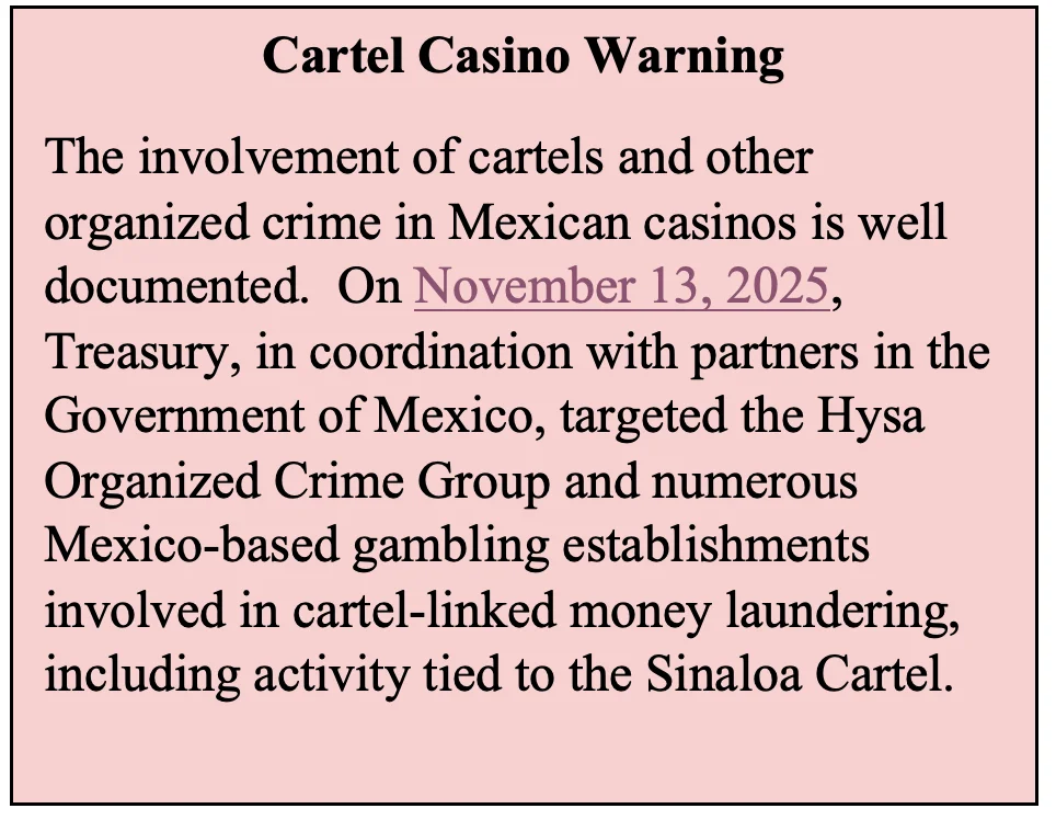 US Treasury Sanctions Cartel-Linked Casinos and Associates on Border