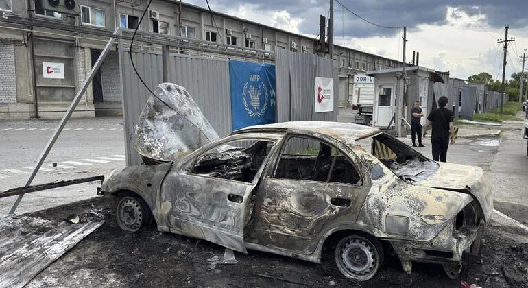 Russian attack destroys WFP food aid warehouse in Dnipro, Ukraine