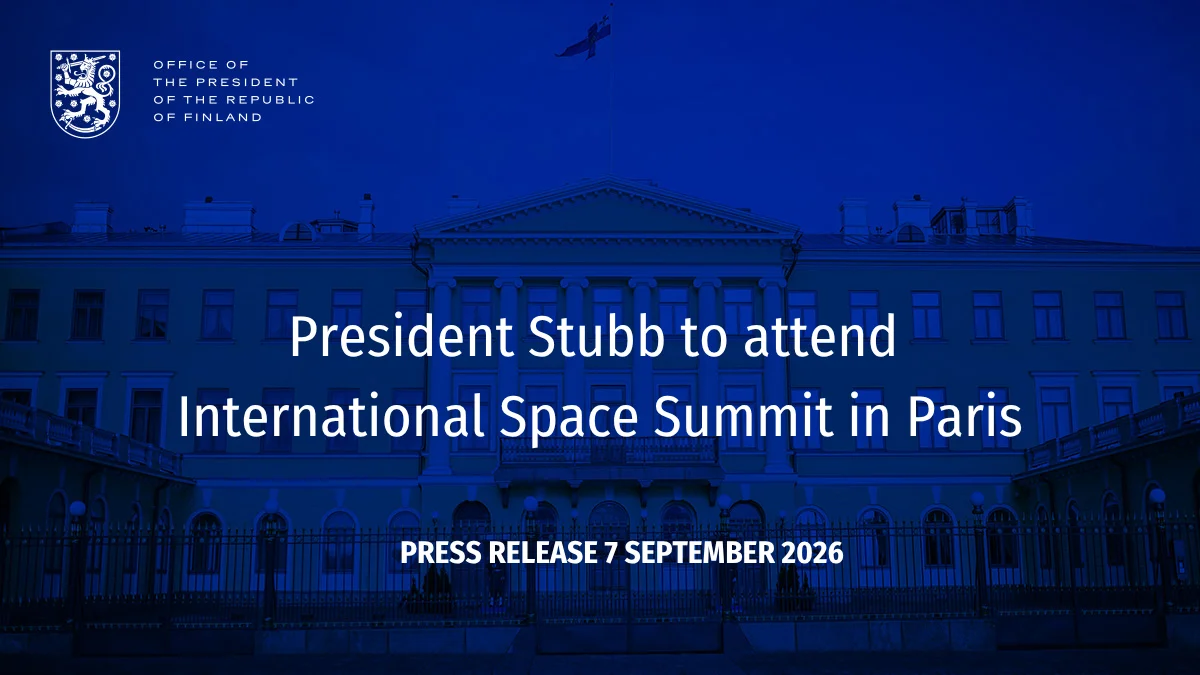 President Stubb to attend International Space Summit in Paris