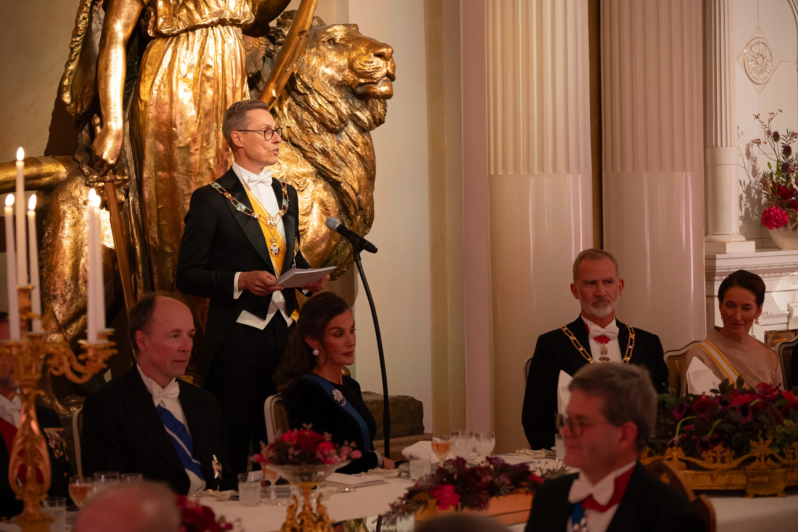Finnish president hosts Spanish state visit banquet in Helsinki